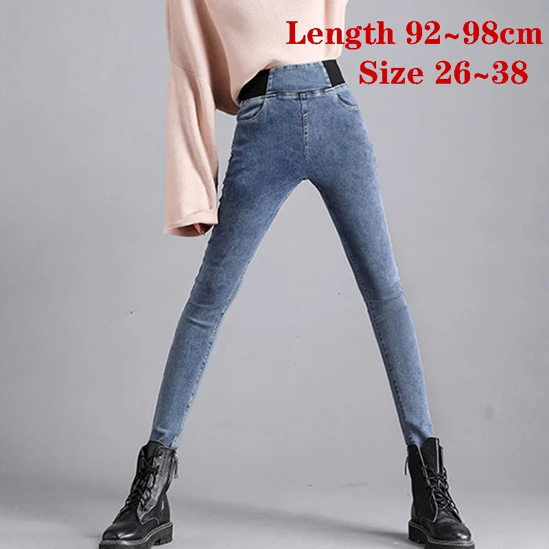 Over size 38 Elastic Waist Skinny Jeans Women Spring Slim Stretch Denim Pants Vintage Pencil Vaqueros Mom Pantalones De Mujer