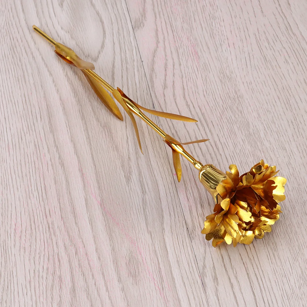

2pcs 24K Gold Foil Carnation Artificial Flower Decor Mother'S Day Gift For Women Long Lasting Hotel Coffee Shop