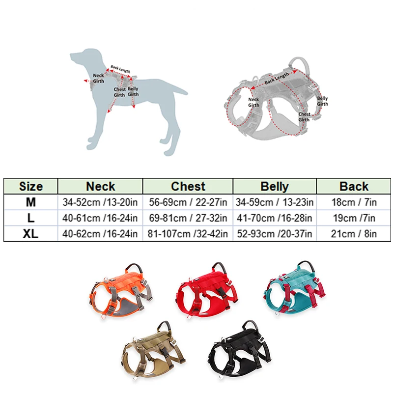 Winhyepet Outdoor Dog Harness Personalized Tag Reflective Tactical Vest Double H Anti-Escape Harness Traveling Service Dogs