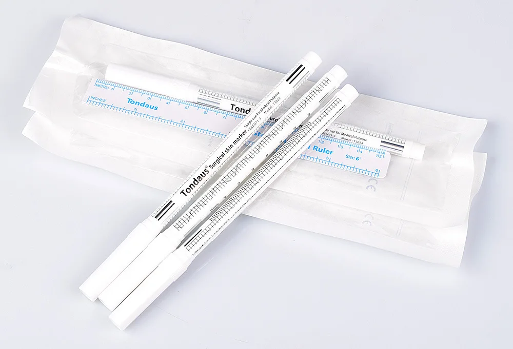 Microb lading Position ierung Augenbrauen Haut Marker Stift Tattoo Haut leicht zu löschen weißen Marker chirurgisches Zubehör mit Mess lineal – Detail 3