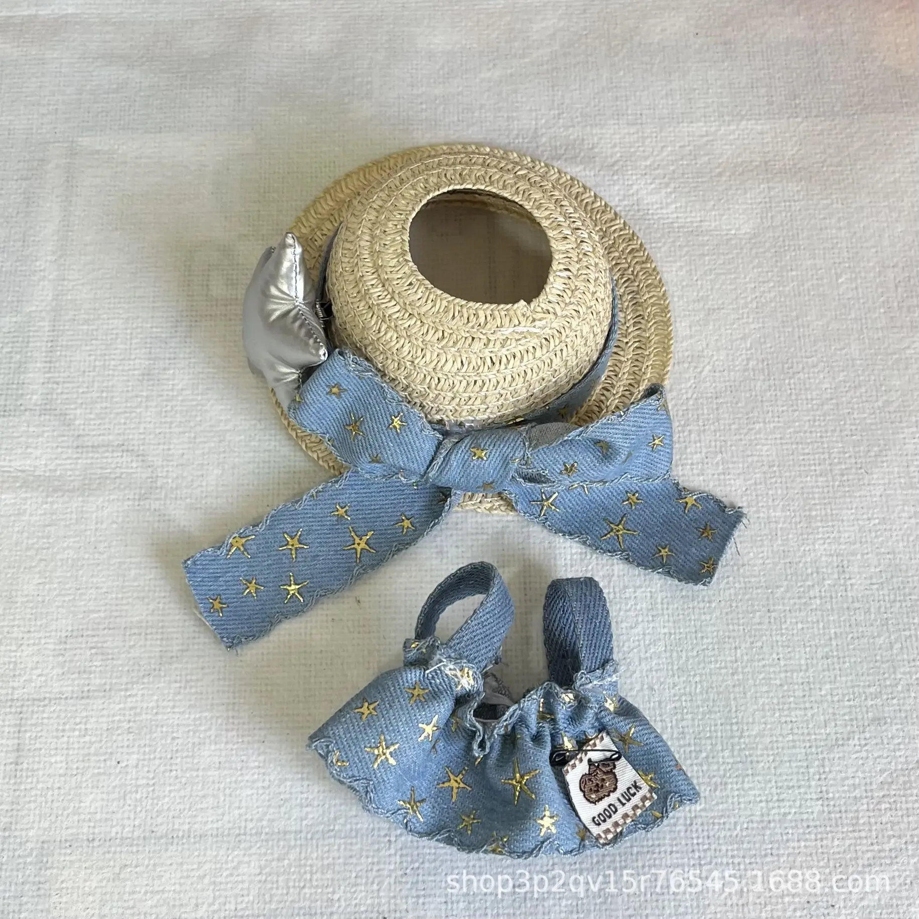 Skullpanda Denim Star Skirt Dress for Labubu Doll
