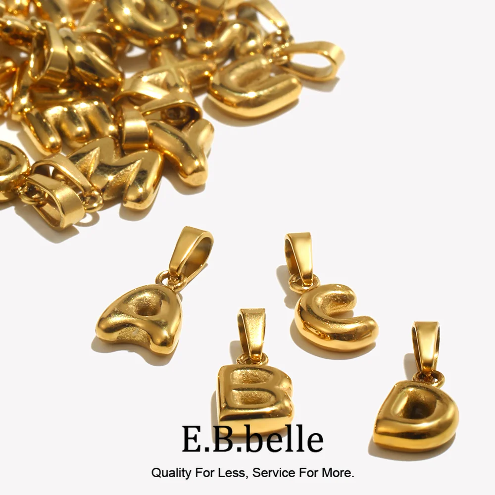E.B.belle Mini Bubble 26 lettera ciondolo appannamento ciondoli in acciaio inossidabile placcato oro 18 carati accessori portachiavi per gioielli
