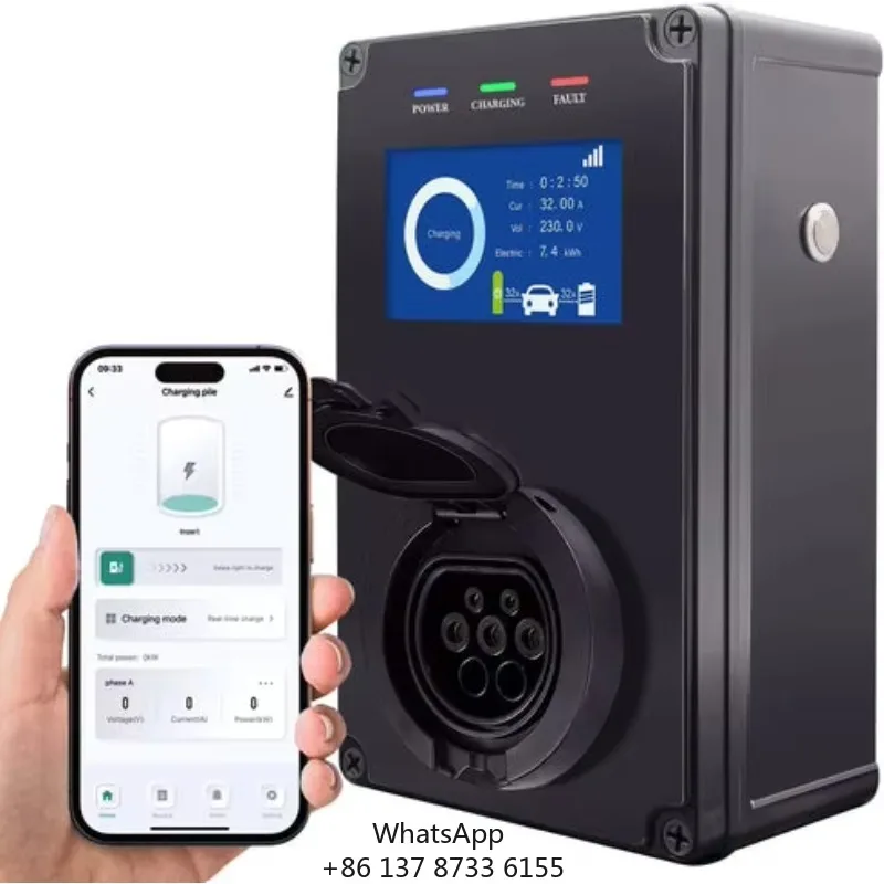 Type 2 Outlet Wall Mounted Charging Pile APP Ce Smart APP 7kW Ac Ev Charging Station Type-2 Socket Public 7 KW Wall-mount