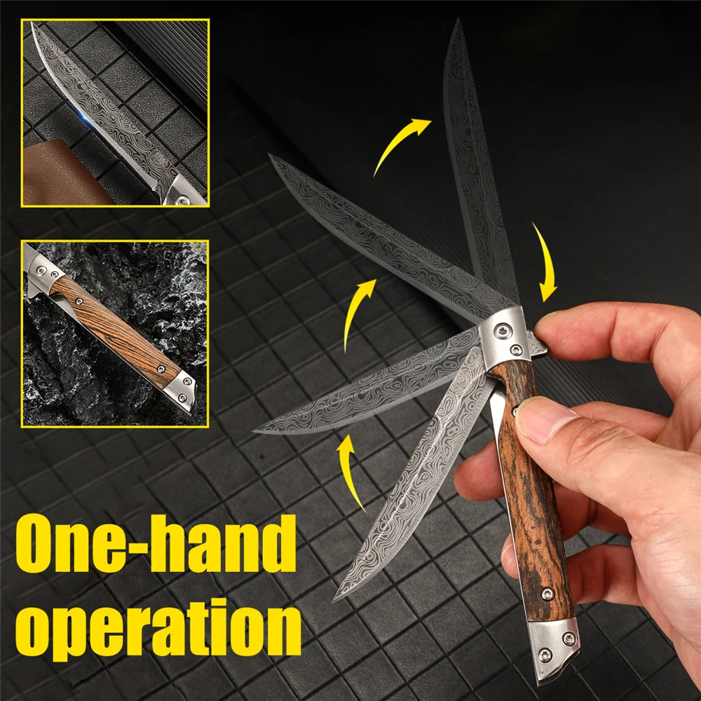 

Multi-Purpose Outdoor Camping Folding Knife Stainless Steel Portable High Hardness Folding Knife Damascus Pattern Folding Knife