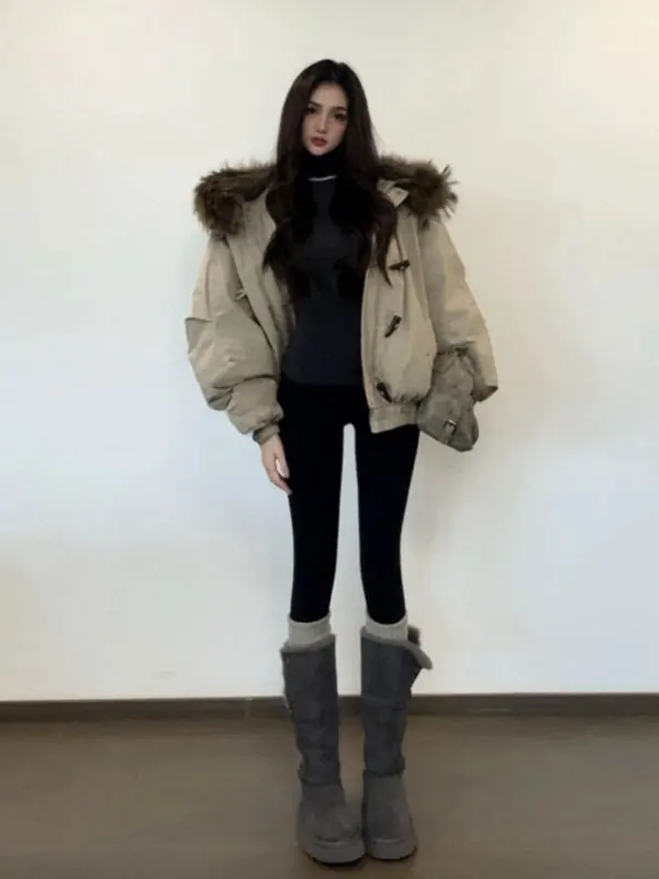 

Korean Sle Loose Fit Cotton Jaet with Hood And Button Detail Spring Summer Faionable Outerwear Comfortable Breathable