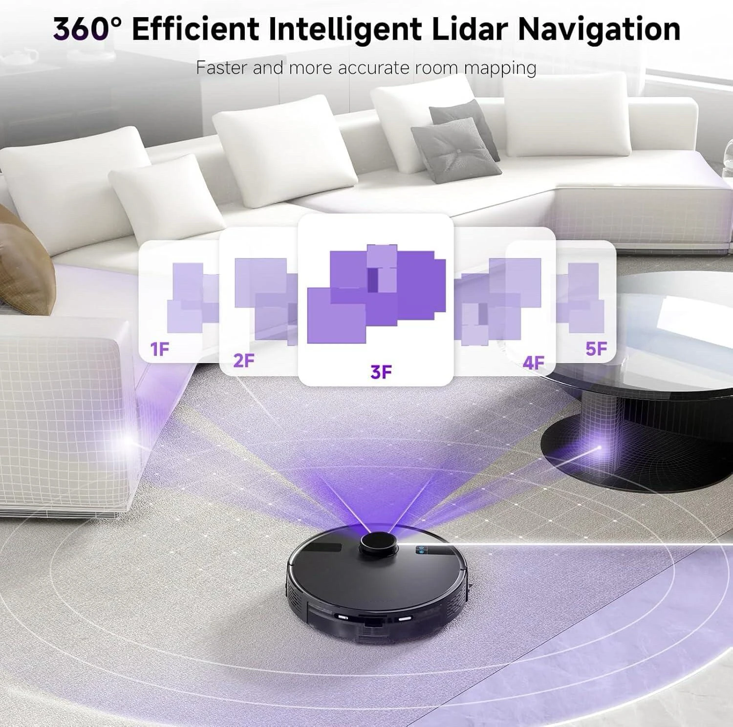 Smart App Robotic Vacuum Cleaner Wet and Dry Powerful Moping Customized Self Emptying Lidar Navigation for Large Diverse Floor