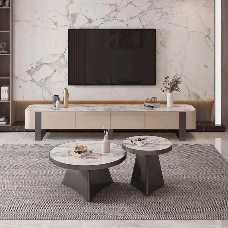 Stainless steel Pandora slate coffee table table high-end medieval living room sofa