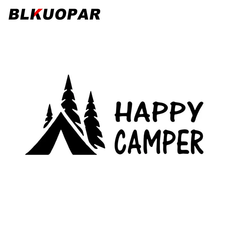

BLKUOPAR юмористические наклейки для автомобиля Happy Camper, мультяшная высеченная наклейка, устойчивая к царапинам виниловая наклейка на холодильник, водонепроницаемое украшение, караван