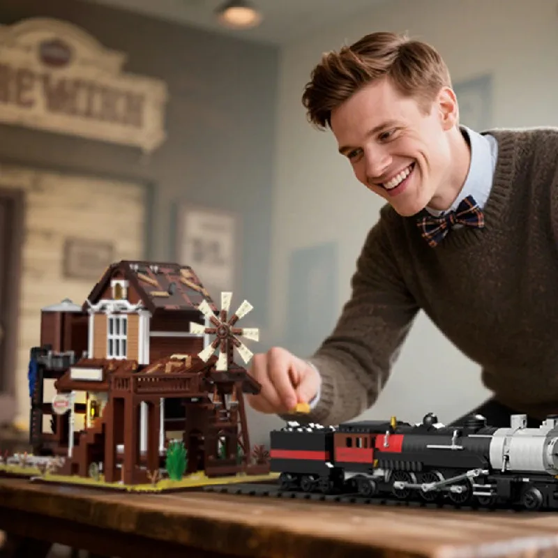 3885 قطعة محطة السكك الحديدية الغربية منزل المباني مجموعات مدينة العمارة وحدات بنة التجمع أطقم منمذجة الكبار هدية عيد الميلاد #2