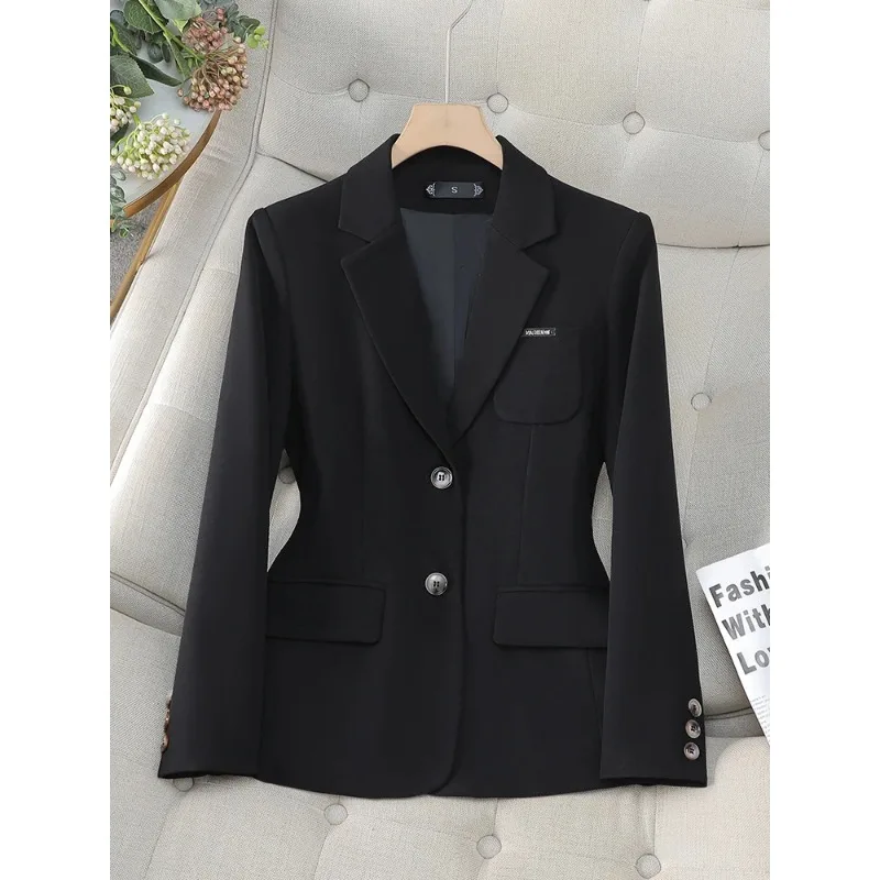 Blazer rose imbibé pour femme, manteau femme ingent abricot, manches longues, tenue de bureau formelle, veste de travail d'affaires pour dames, mode