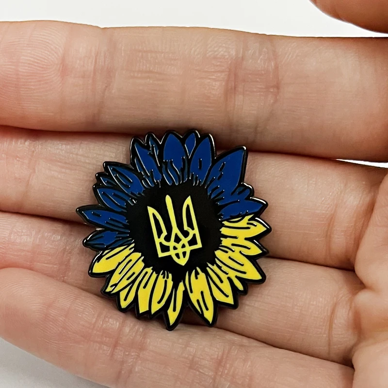 Blue and Yellow Sunflower Ukraine enamel pin metal badge brooches jewelry