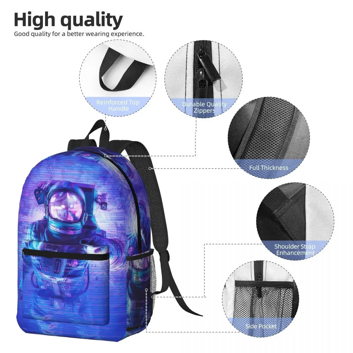Futuristic Astronaut Glowing Blue Backpack Student BookBag Children School Bag Laptop Shoulder Bags for Men Women