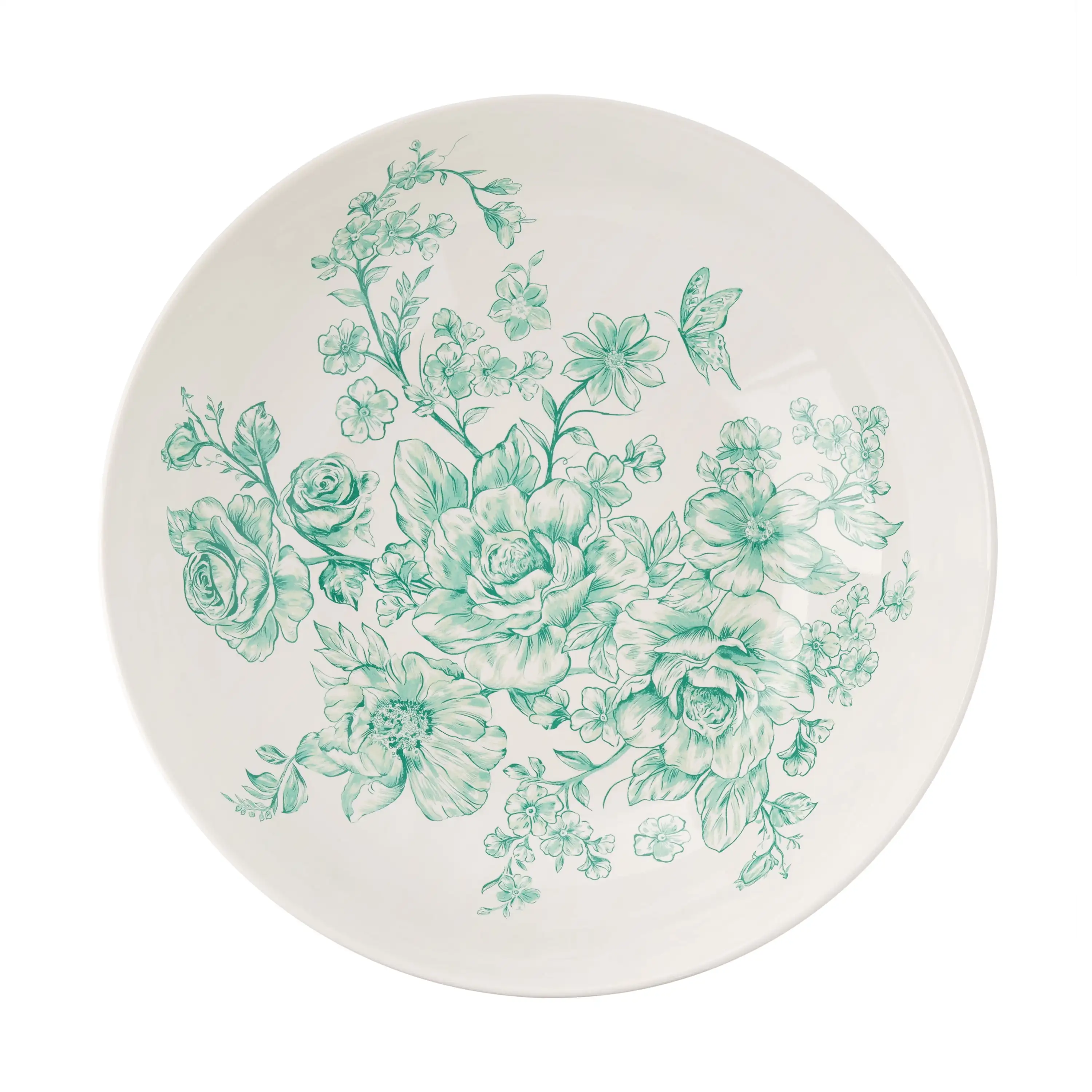 ชามเสิร์ฟ 11 นิ้วของ Agatha Stoneware สีฟ้า เครื่องล้างจานและไมโครเวฟปลอดภัย