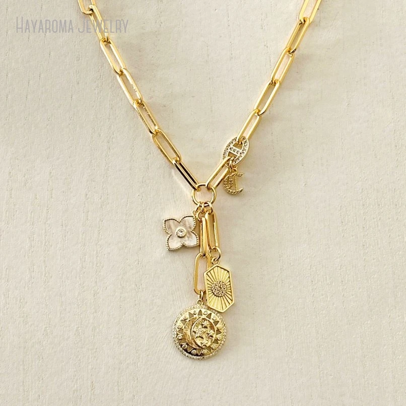 

10 шт. массивные ювелирные изделия CZ клевер сглаза небесный медальон подвеска ожерелье