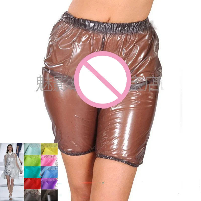

Plus Size Clear PVC Sexy Sleep Pants Elastic Waist Waterproof Rainproof Plastic Long Trousers Soft Flexible Casual Loungewear