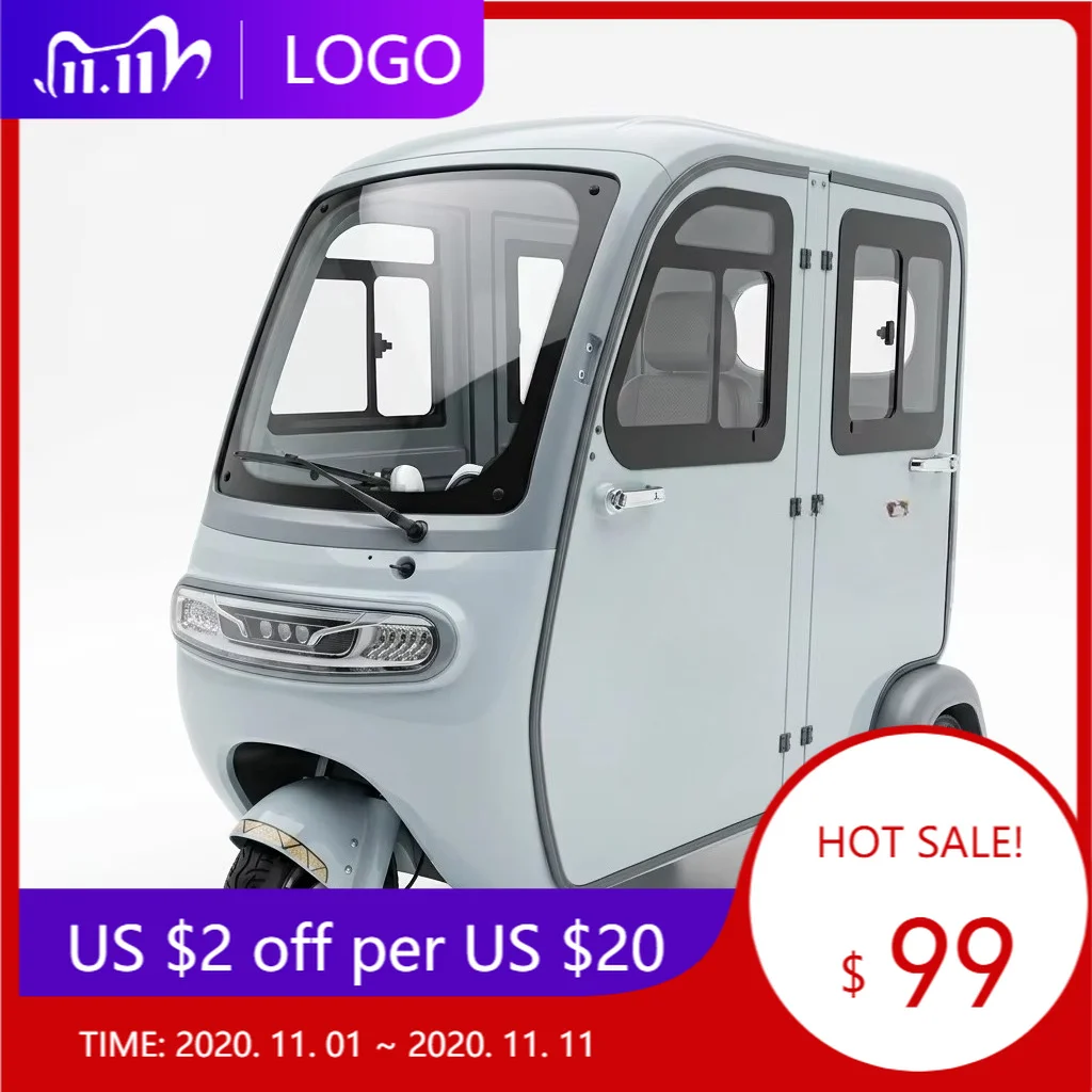DXY export leisure electric tricycle enclosed three-seat freight truck with a cargo capacity of 200-300 kg and a cruising range