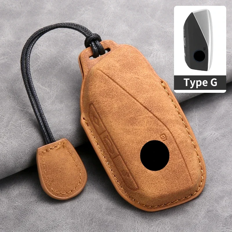 

Leather Car Key Case Cover Shell For BMW I7 X7 G07 LCI IX I20 X1 U11 7 Series G70 G09 XM U06 G81 M3 2023 Protector Fob Keychain