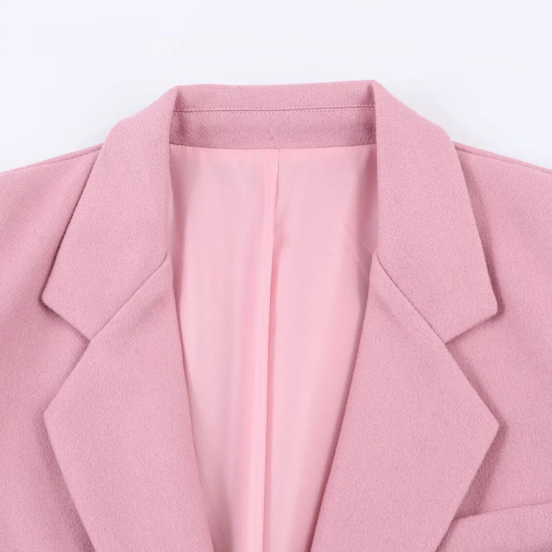 KIDCRKJ 핑크 여성용 봄 정장 재킷 라펠 칼라 싱글 브레스티드 풀 슬리브 레이디 블레이저 코트 세련된 여성 코트