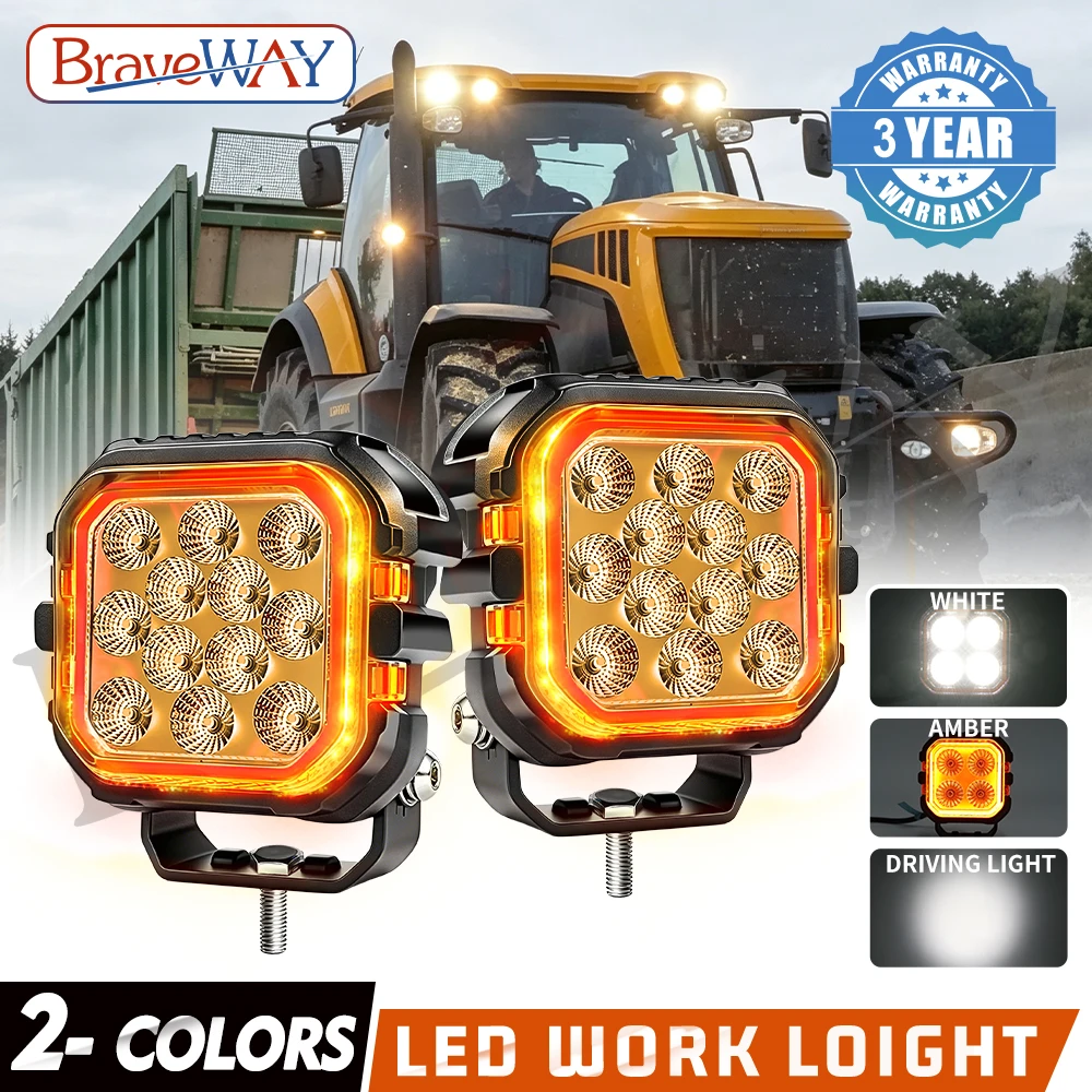 

HAOLIDE 3inch/4inch/5inch 2-Colors Led Work Light 6500K Driving Light with Amber DRL Flood/Spot Beam off-road use for Truck 4x4