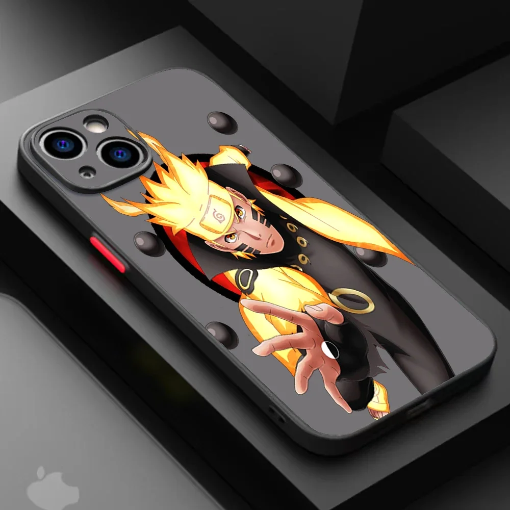 Bilibili Anime N-Narutos Six Paths Mode Phone Case For iPhone 15 14 13 12 11 Pro Max mini XS XR X 8 7 6 Plus SE Frosted Cover