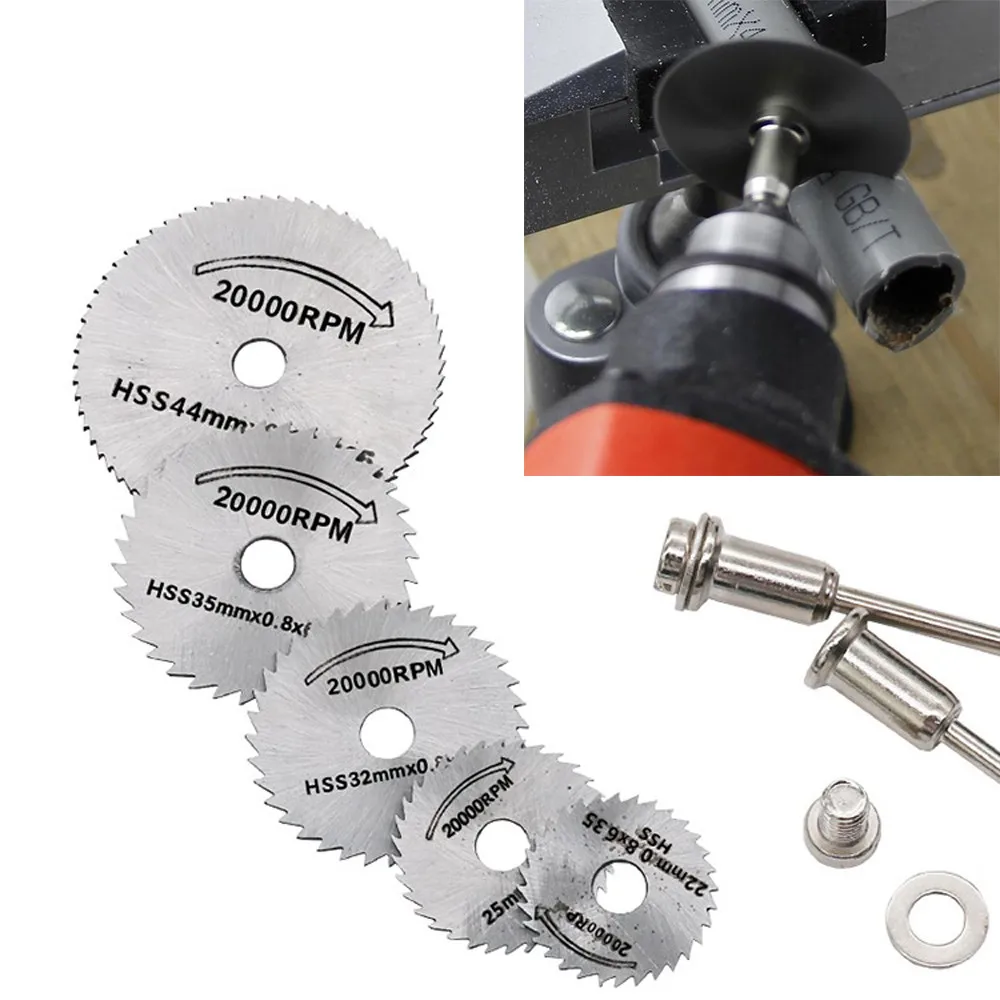 5ps HSS Circular Wood Cutting Saw Blade Discs + 2ps Mandrel Drill For Rotary Tool HSS high speed steel circular saw blades toos