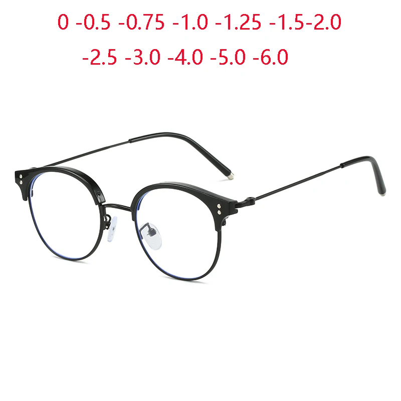 Ultralight Full Frame Round Myopia Glasses Finished Women Men Minus Sight Student Prescription Spectacles 0 -0.5 -0.75 To -6.0