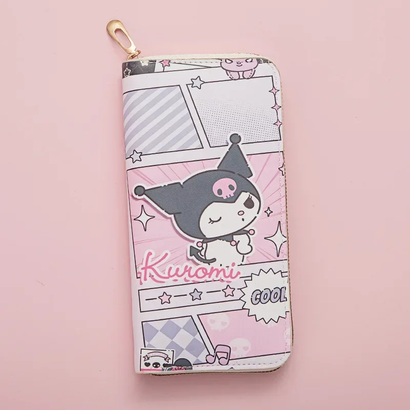 MINISO Kuromi Serie Bedruckte Damen Geldbörse Anime Lange Reißverschluss Geldbörse Große Kapazität Münztüte Cartoon Multi Kartensteckplatz Mädchen Geschenk