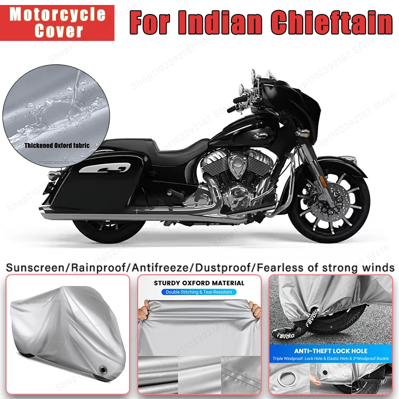 

For Indian Chieftain No Ear Motorcycle Cover - Outdoor Full Body Protection, Waterproof Dustproof Sunscreen Accessory