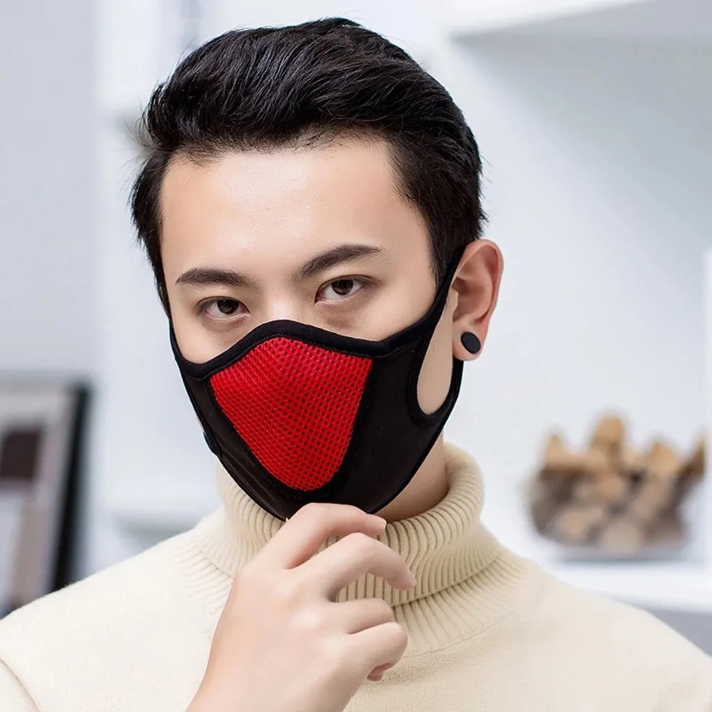 Men\'s Breathable Face Mask Black Mesh Cloth Mouth Cover Adult Washable Reusable 3D Protection Face Mask Party Decoration