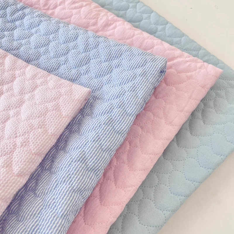 

Ins style fabric heart quilted with cotton, thickened fabric clothing, throw pillow, tablecloth diy coat pink blue fabric
