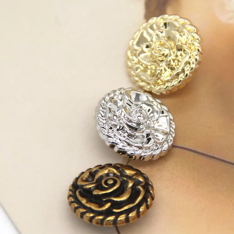 DOTOLLE Retro Rose Flower Metal Buttons For Clothing Women Coat Suit Blazer Knit Handmade Decorations Sewing Accessories Bronze