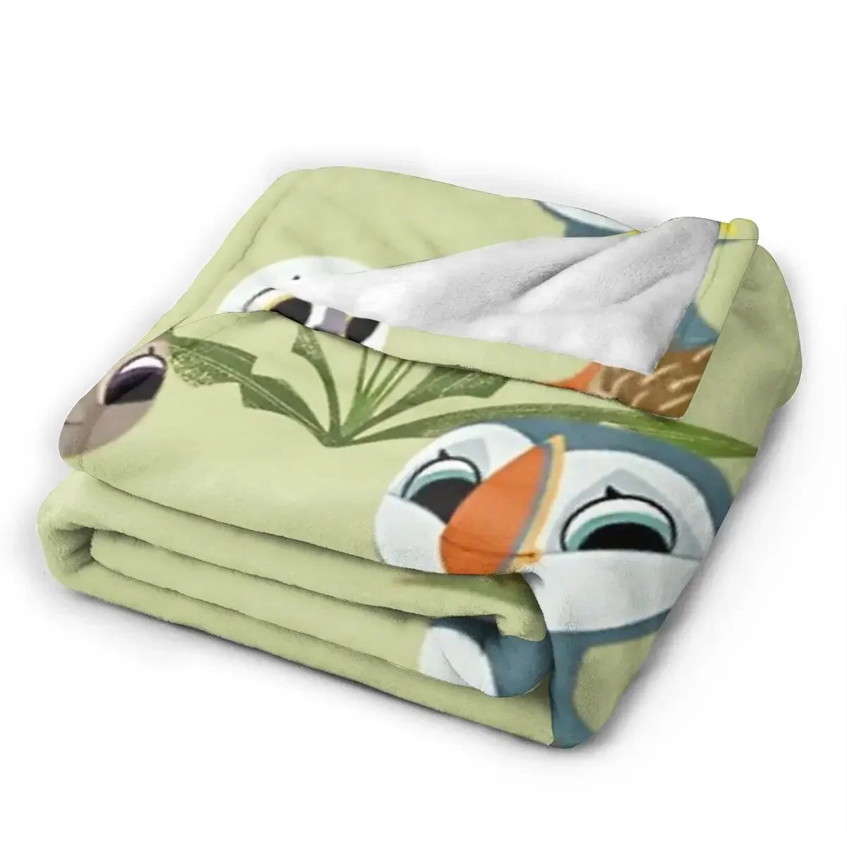 Flannel Throw Blanket Lovely Puffin Rock Together Blankets Soft Bedspread Warm Plush Blanket for Bed Picnic Travel Home Couch