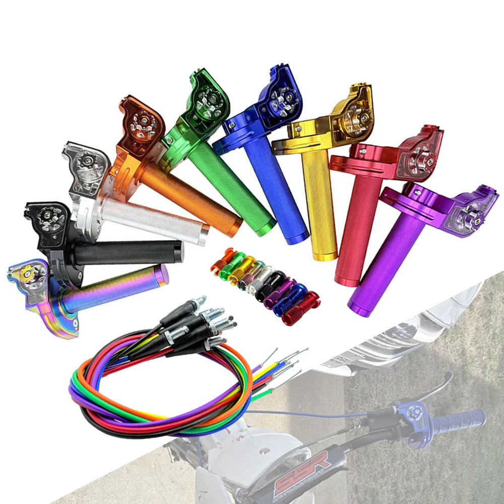 Puños de acelerador universales de aluminio CNC de 7/8" 22mm para motocicleta KLX CR CRF EXC XR TTR CB SSR ATV Dirt Pit Bike