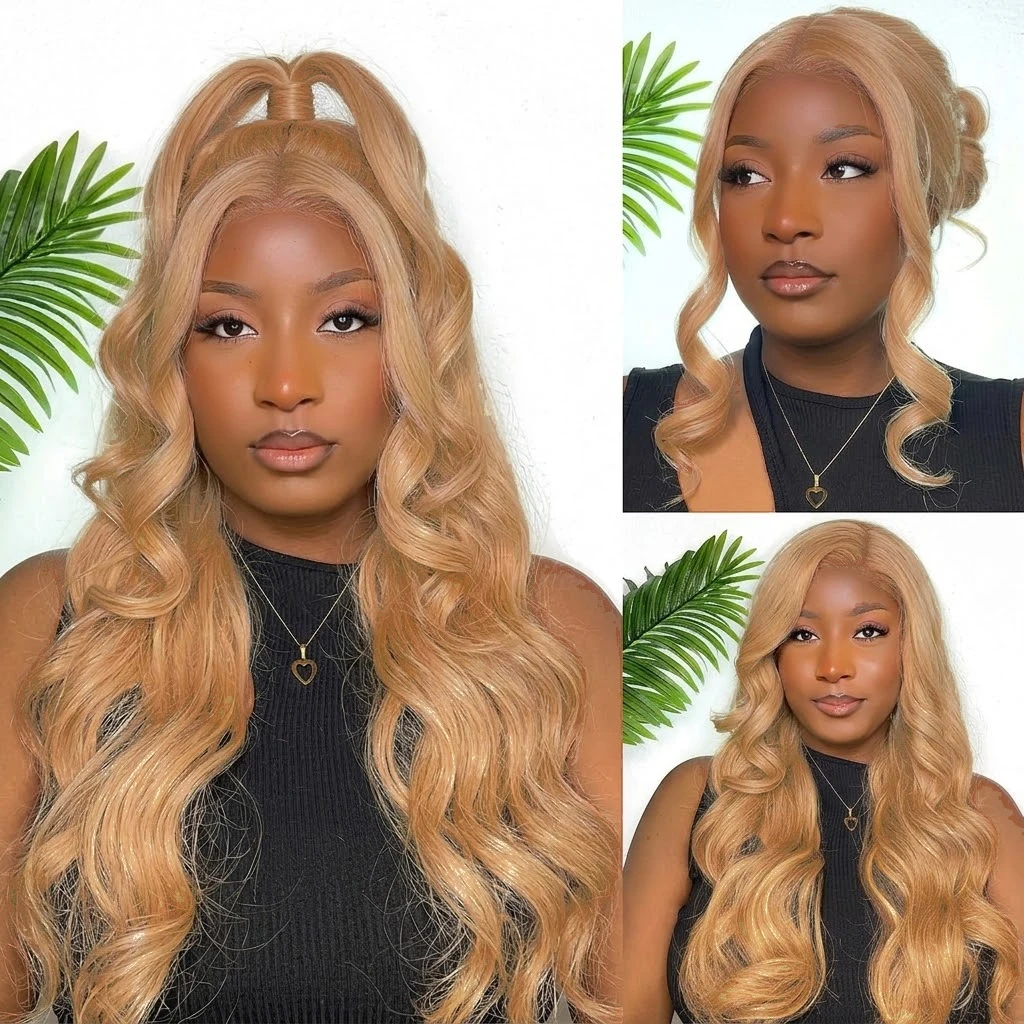 Honey Blonde Human Hair Wig Body Wave 13X4 Lace Front Colored #27 Wigs 13X6 Lace Frontal For Women Preplucked Brazilian Wig