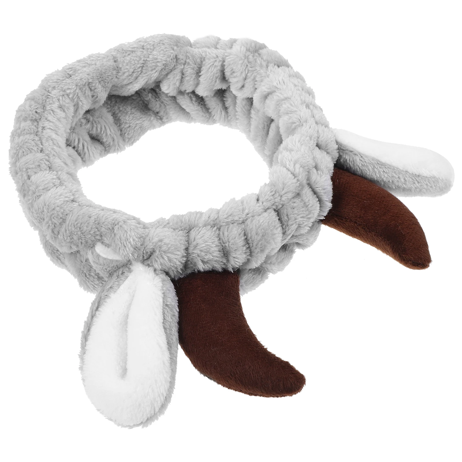 

Horn Headband for Women Cute Fabric Washing Face Hairband Makeup Spa Headbands Ox Horn Design Sweet Elastic Band