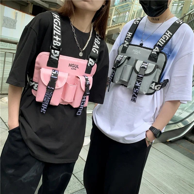 GlaBag-Sac de poitrine en toile unisexe pour hommes, Streetwear Hip Hop, Rig Bags, Pocket Wallet, Kanye Waist Bag, Lovers, New, 2024