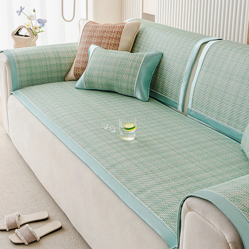 

Ice Vine Cool Sofa Cushion Summer Anti Slip and Cat Paw Proof Rattan Seat Cushion Sofa Cover