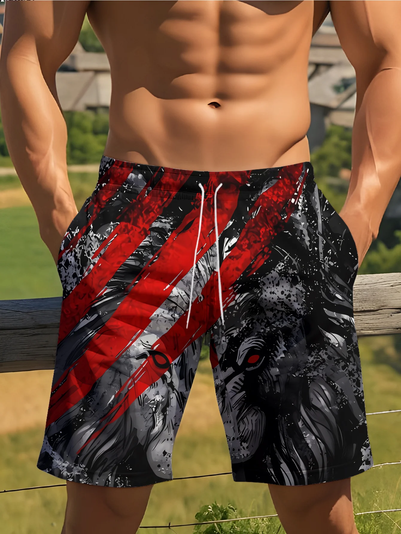 

Men's Hawaiian Sunset Palm Tree Print Beach Shorts Drawstring Waist Quick Dry Casual Swim Trunks 2026
