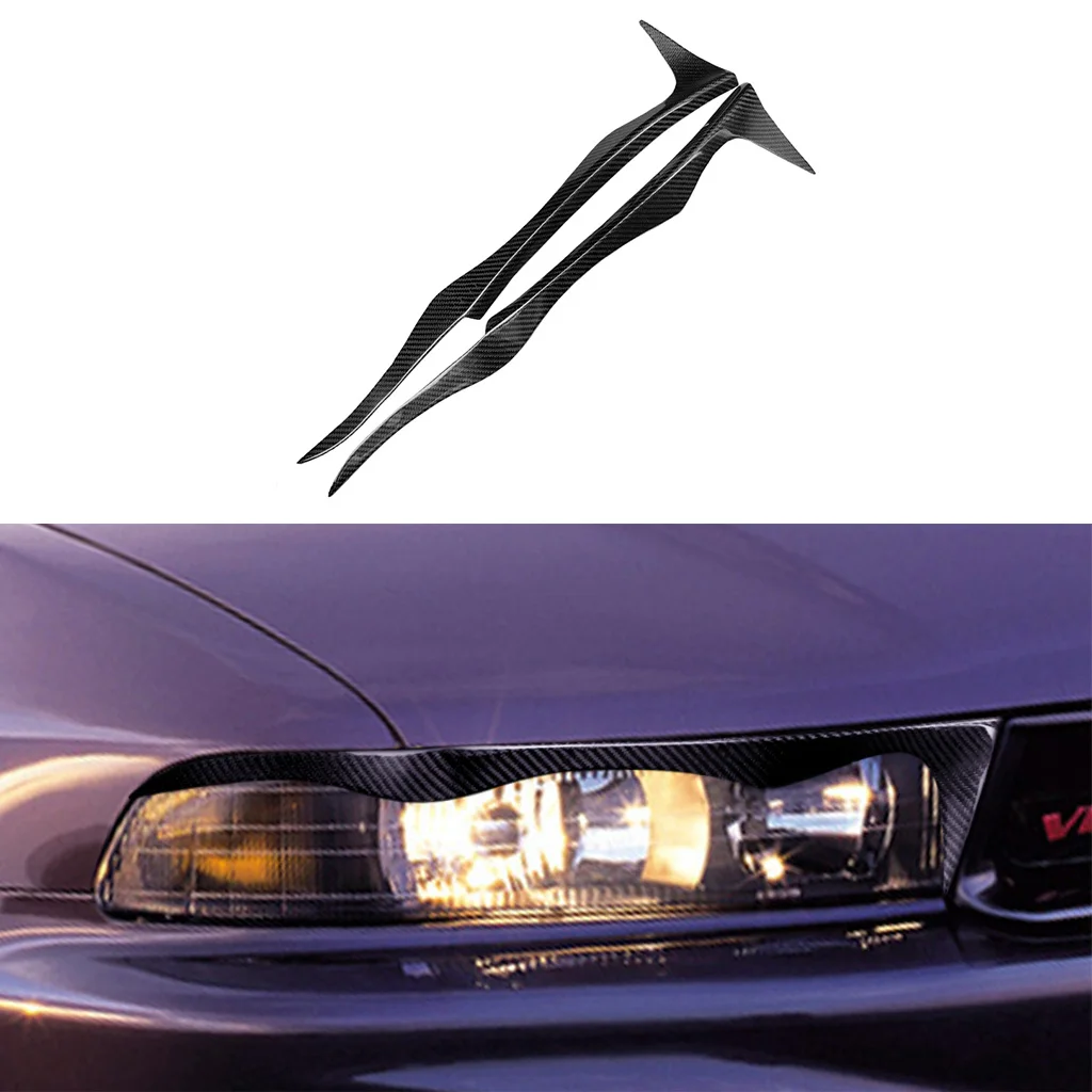 Carbon Fiber Car Front Headlight Eyebrow Eyelids Stickers For Mitsubishi Galant 1997 1998 1999 2000 2001 2002