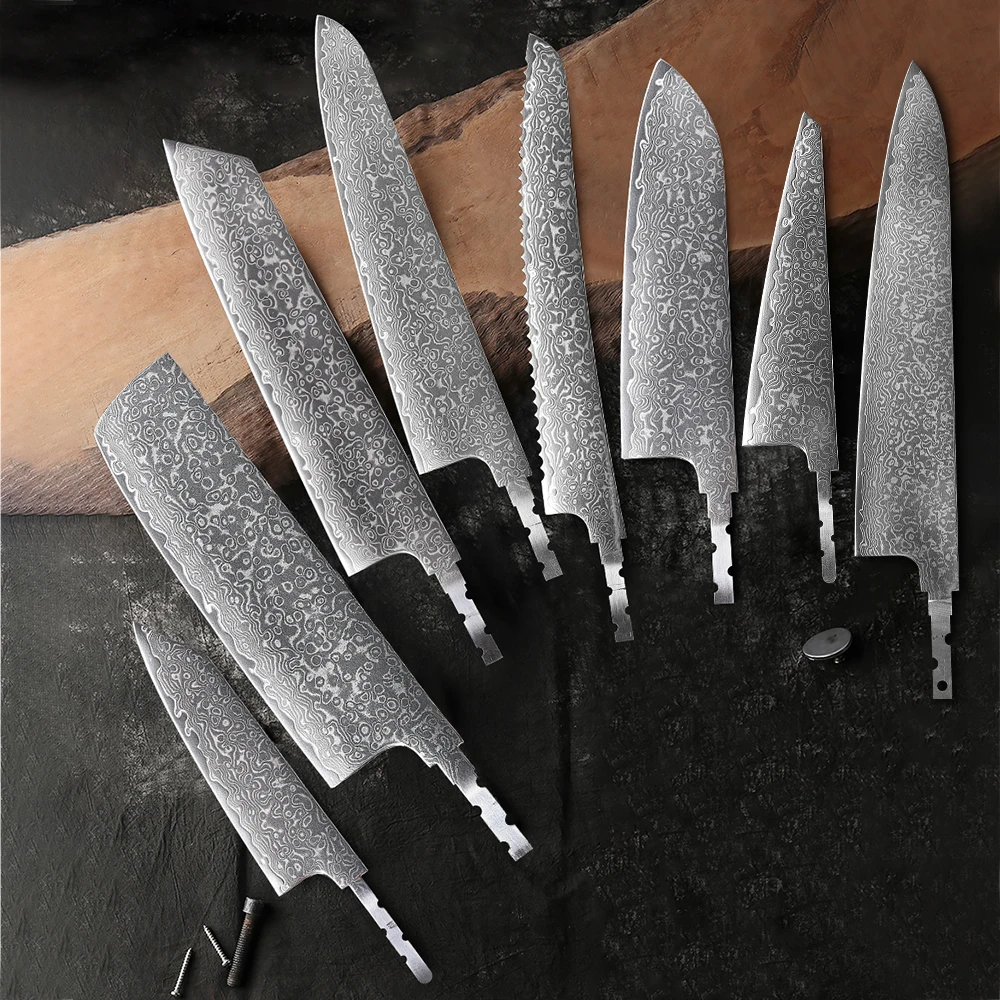 DASHWAY Japanese Hand Forged Chef Knives DIY Full Tang Blank Blade AUS-10 Damascus Steel Kitchen Knife DIY Making Handmade Knife