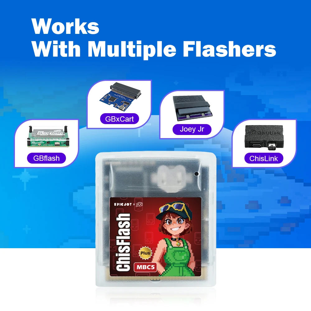 ChisFlash V1.21 قابل لإعادة الكتابة GB/GBC MBC5 Plus تخزين 8 ميجابايت 128 كيلو بايت SRAM متوافق مع سلسلة GB/GBC #4