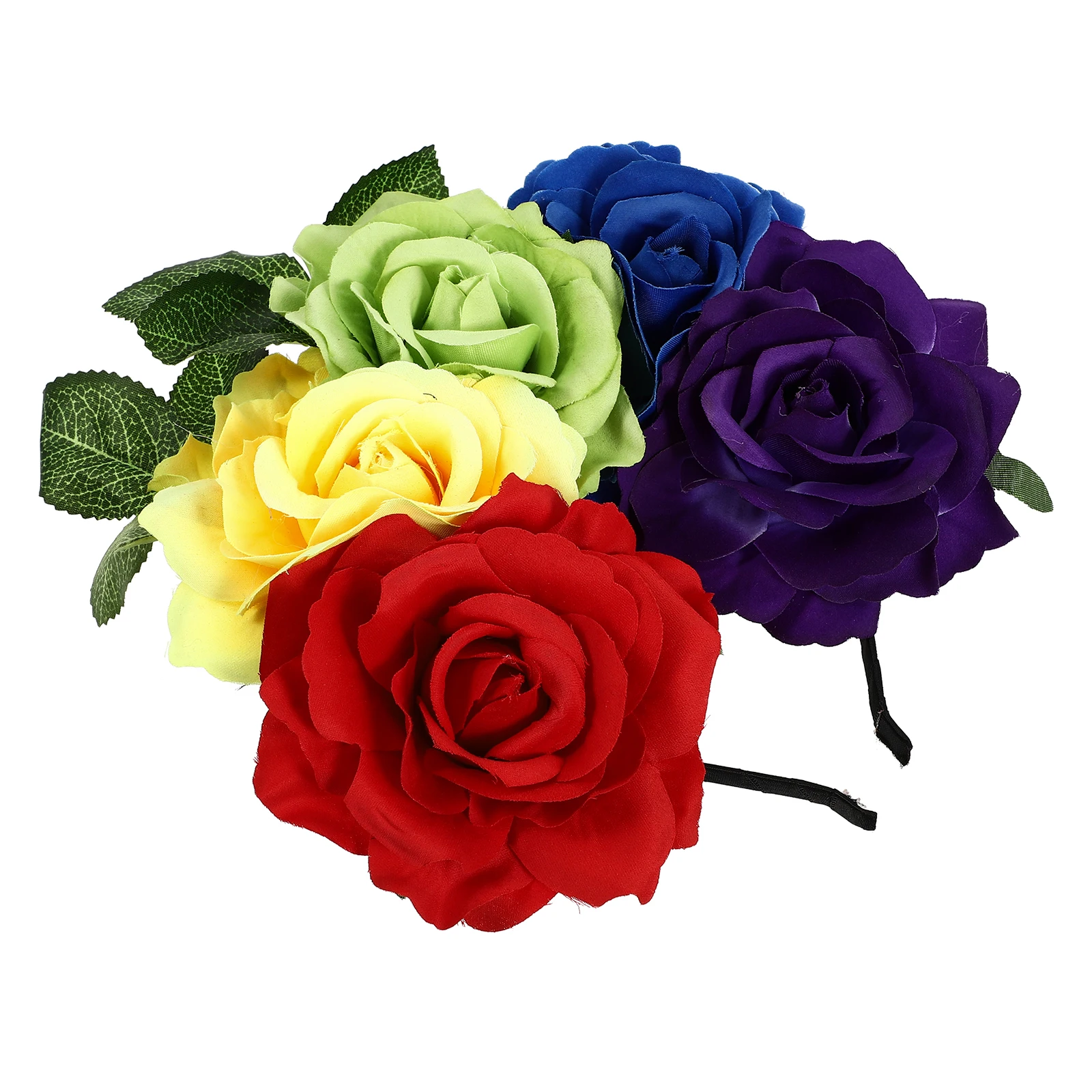 

Rose Headband Red Hair Artificial Flower Halloween Accessory Wreath Hoop Bright Colors Unique Design Stylish Hair Tool