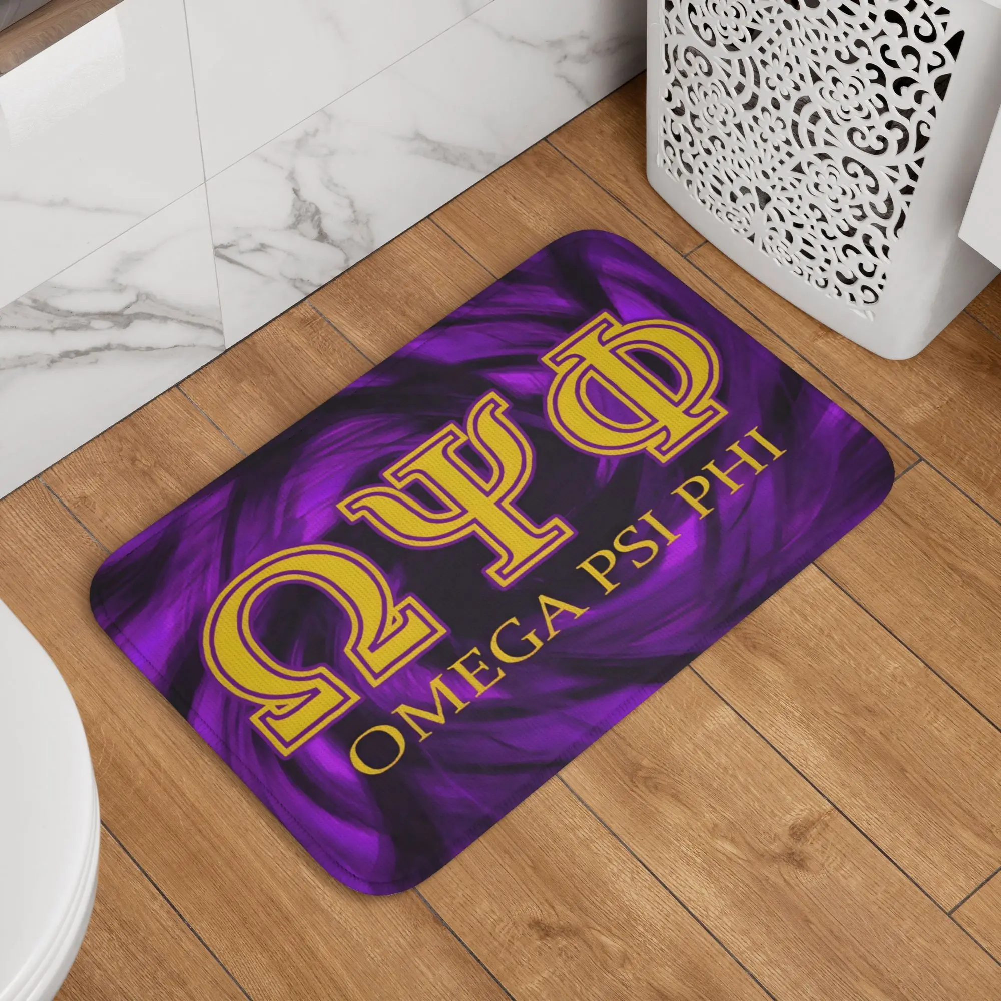 Коврик для пола, двери, кухни, ванной комнаты, противоскользящий, для использования в помещении, для гаража, с изображением афроамериканской студенческой организации Omegas Psi Phi Fraternity Inc.
