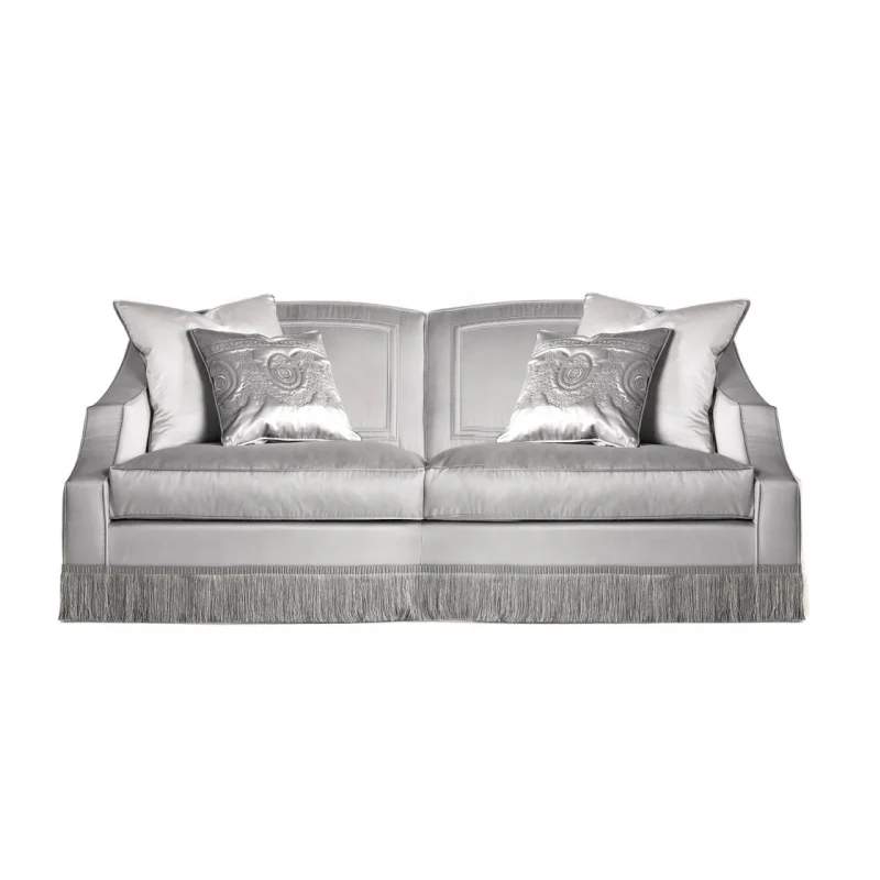 &Furniture Wheidon Sofa Couch Designer Fringed Sofa Armchair in Velvet for Living Room Luxury Home Club - view 3