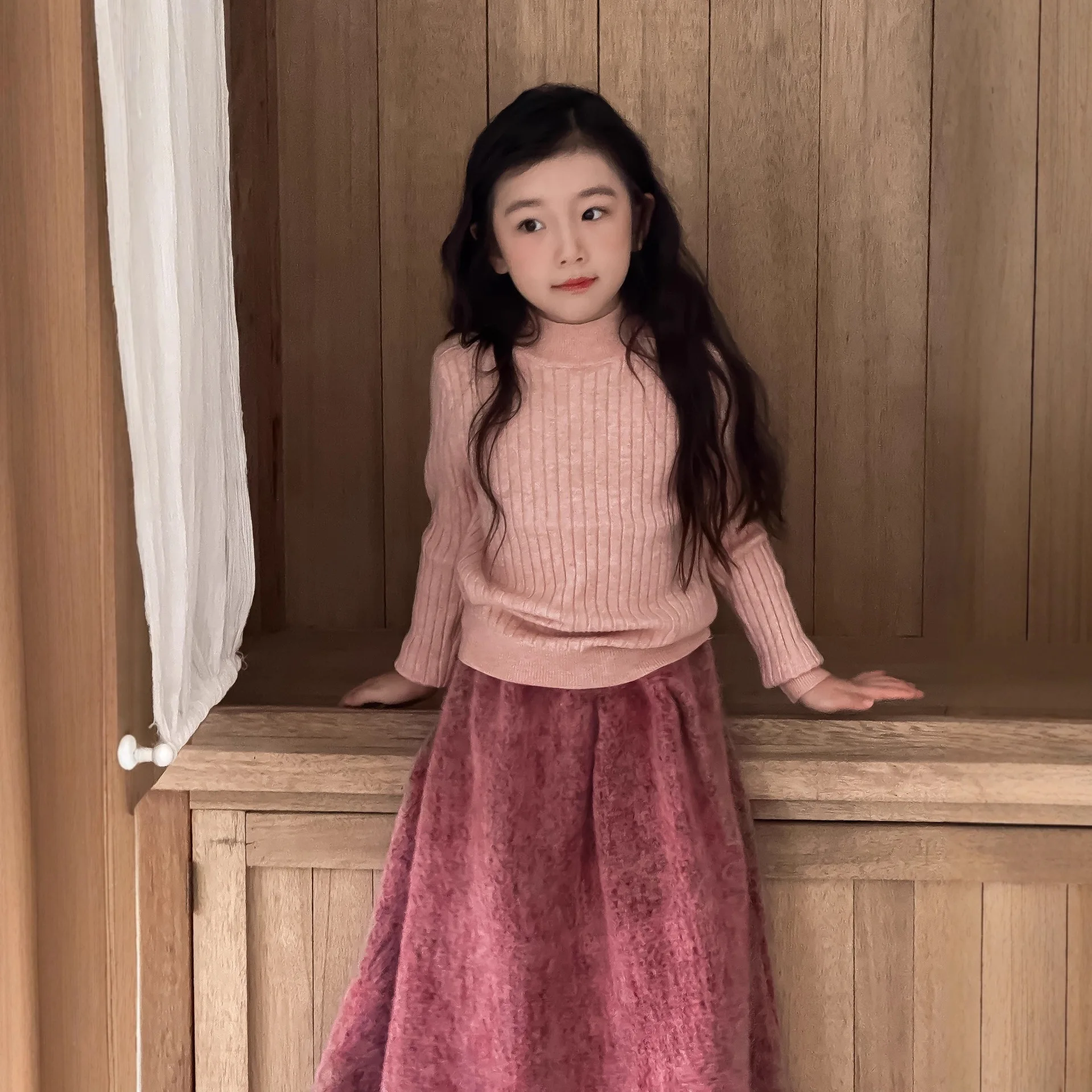 

Children's Boys' and Girls' Sweater Jacket British Knitted Sweater Round Neck Soft Solid Color Kids Fashion Clothes