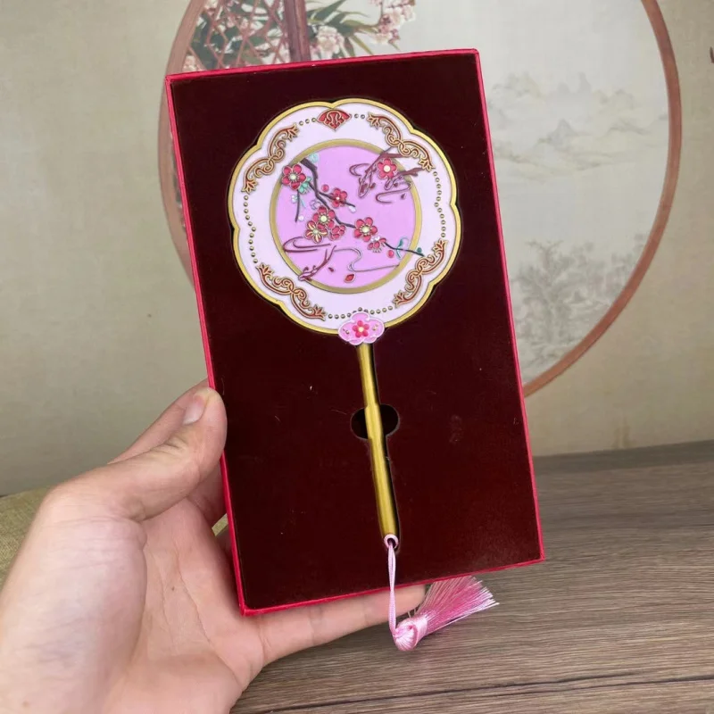Wholesale Forbidden City Peach Blossom Cultural And Creative Copper Flower Purse Small With Handle Makeup Mirror R