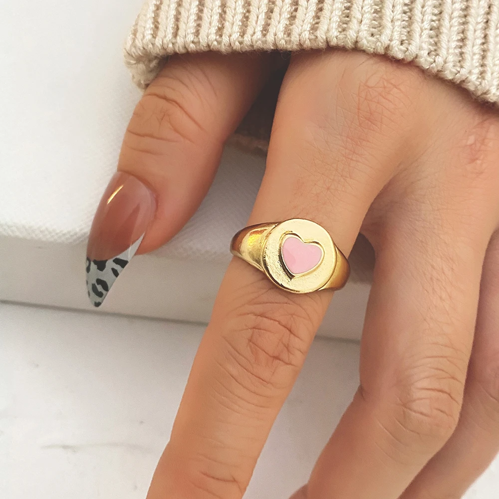 IFME جديد 1 قطعة خاتم الحب الرجعية الموضة تصميم افتتاح شخصي متعدد الألوان القلب الموضة العصرية قطرة السبابة خواتم #4