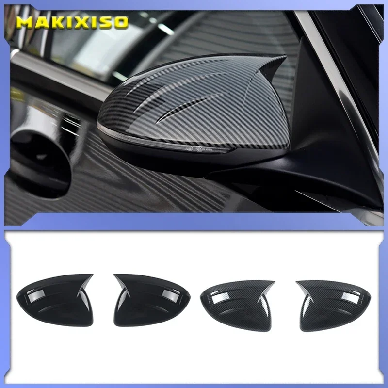 

1Pair Rearview Mirror Cover Cap Carbon Black For Mercedes-Benz C-class W206 S206 2020-22 S-class W223 Car Exterior Accessories