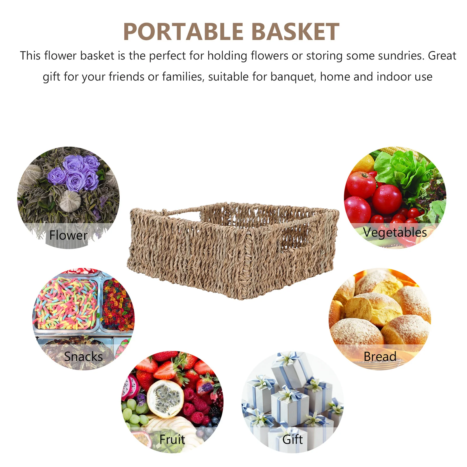 

Seagrass Storage Basket H held Flower Arrangement Wedding Decor Premium Portable Indoor Plants Holder Decor