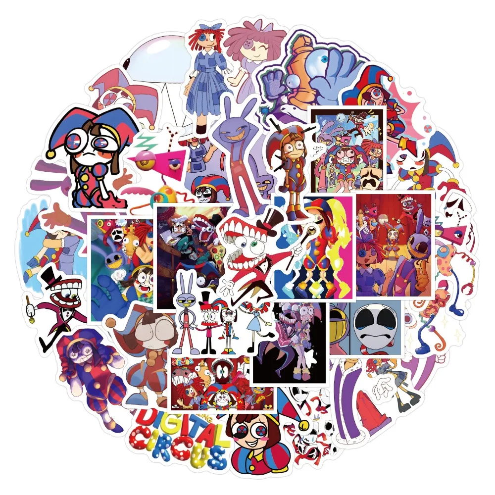 Anime The Amazing Digital Circus Stickers Pomni Cartoon decalcomanie cancelleria fai da te custodie per telefoni portatili giocattoli adesivi per